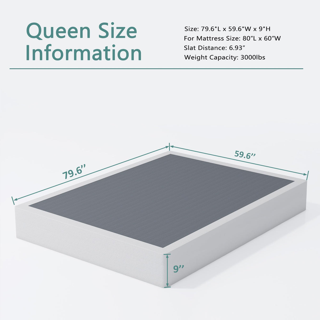 XINXINYAN Queen Box Spring 9 Inch, Heavy Duty Mattress BoxSpring Foundation, Sturdy Queen Box Springs for Bed with Fabric Cover Set, Easy Assembly, Noise Free XINXINYAN