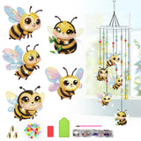 Bowetile 5D Diamond Art Kits for Adults, Bee Diamond Art Wind Chimes, Diamond Painting DIY Wind Chime Kit, Diamond Painting Wind Chimes Suncatchers, Art Kits for Adults Teens Garden Home Decor Bowetile