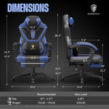 Dowinx Gaming Chair with Footrest, Big and Tall Gaming Chair for Heavy People, Gamer Chair for Adult with Massage (Blue) Dowinx