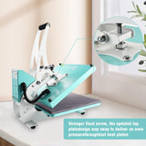 ColorSub 15x15 Heat Press for T-Shirt with Slide Out Drawer, Sublimation Heat Press Machine, Teal ColorSub