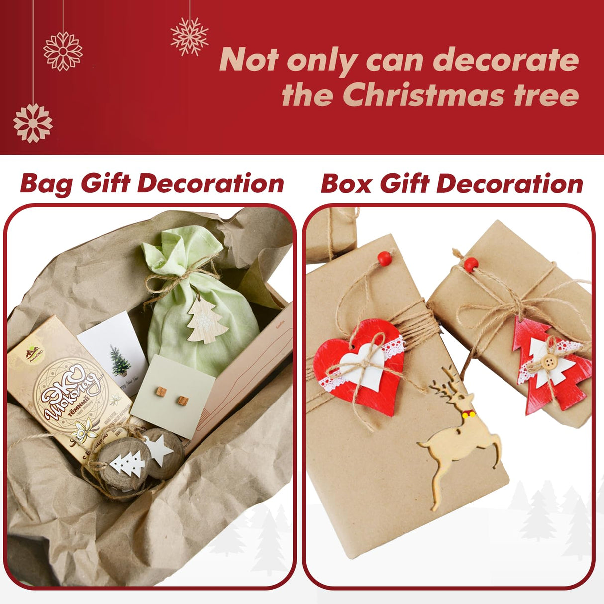 50pcs Christmas Wooden Ornaments for Crafts, 10 New Styles Unfinished Wood Slice Ornaments, Wooden Christmas Ornaments to Paint, Christmas Tree Hanging Ornaments Wood Christmas Decoration DIY Crafts Sotipevs