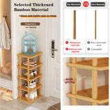 SAN HE 12-Tier Bamboo Shoe Rack - Vertical Slim Organizer for Small Spaces SAN HE