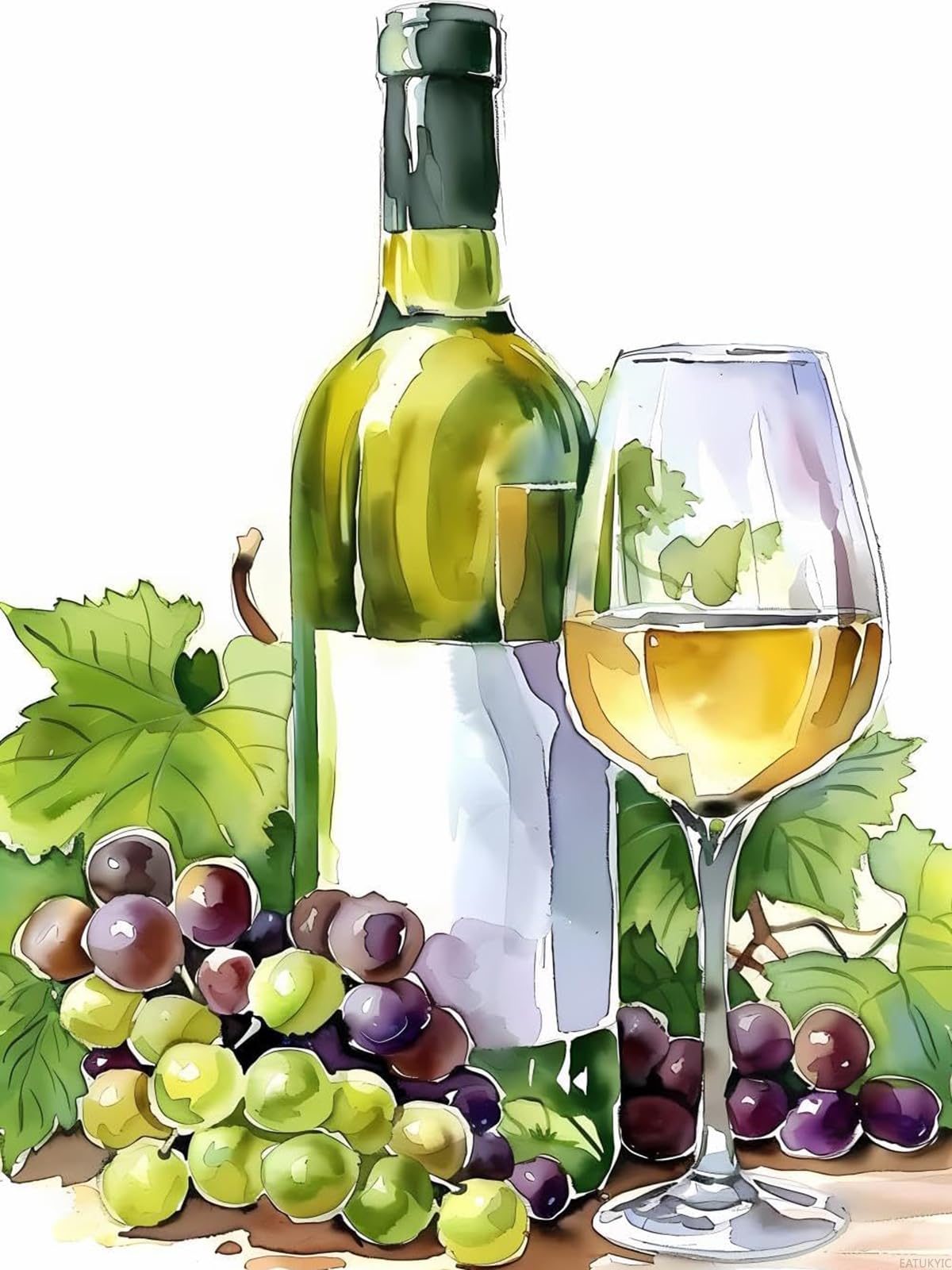 EATUKYIC 5D Adult Diamond Painting Kit White Wine Bottle and Glass Diamond Painting Full Diamond Gemstone Painting Suitable for Relieving Emotions Wine Diamond Dots Art Crafts 12x16inch EATUKYIC