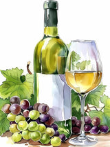 EATUKYIC 5D Adult Diamond Painting Kit White Wine Bottle and Glass Diamond Painting Full Diamond Gemstone Painting Suitable for Relieving Emotions Wine Diamond Dots Art Crafts 12x16inch EATUKYIC