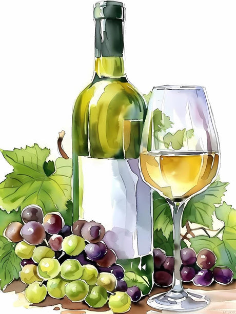 EATUKYIC 5D Adult Diamond Painting Kit White Wine Bottle and Glass Diamond Painting Full Diamond Gemstone Painting Suitable for Relieving Emotions Wine Diamond Dots Art Crafts 12x16inch EATUKYIC