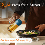 TrendPlain 16oz/470ml Olive Oil Sprayer for Cooking - 2 in 1 Olive Oil Dispenser for Kitchen Gadgets, Air Fryer, Salad, and BBQ - Navy TrendPlain
