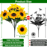 TURNMEON 28Pcs Sunflowers Artificial Flowers Bulk Spring Summer Decor, 4 Pack Fake Flowers Silk Faux Sunflower Bouquet Arrangement for Vase Wedding Table Home Porch Indoor Outdoor Cemetery Decorations TURNMEON