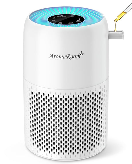 AromaRoom Air Purifiers for Bedroom with True HEPA13 Filters 3-in-1, Pet Air Purifier with Aroma Pad for Wildfires Smoke Pollen Dander, 22dB Quiet Air Cleaners for Baby Room Office Dorm (Blue Light) Aroma Room