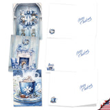 The Best Card Company 20 Assorted Christmas Notecards Bulk Box Set 4 x 5.12 Inch with Envelopes (10 Designs, 2 Each) Holiday In Blue AM10781XSG-B2x10 The Best Card Company