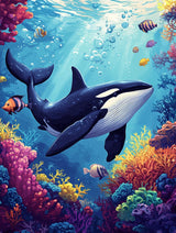 LOMSIOY DIY 5D Diamond Art Kits for Adults, Whale Diamond Painting Kits for Beginner, Underwater World Diamond Art with Round Full Drill Rhinestone Crafts Gem Arts for Home Wall Decor 12 * 16 inch LOMSIOY