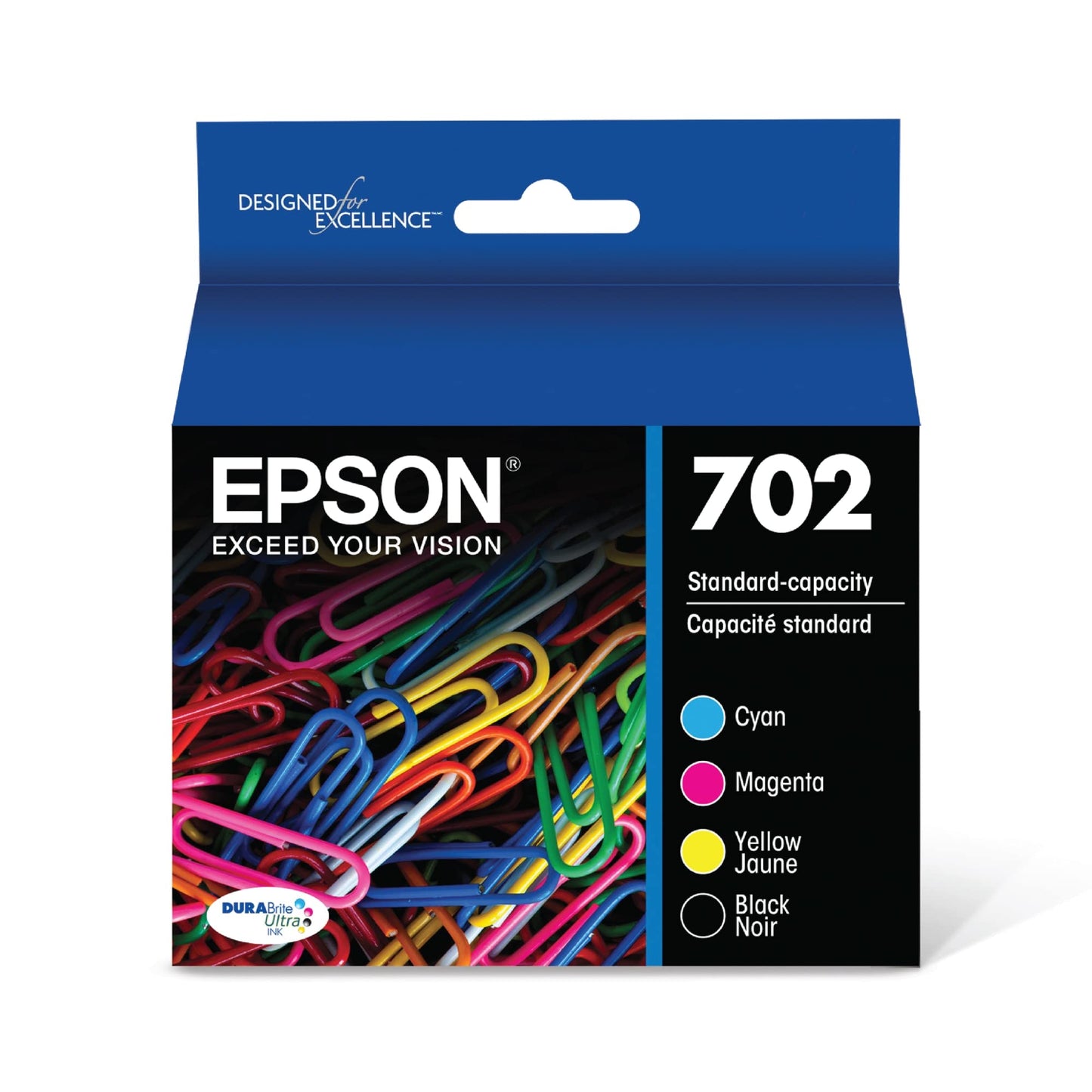 EPSON 702 DURABrite Ultra Ink Standard Capacity Black & Color Cartridge Combo Pack (T702120-BCS) Works with WorkForce Pro WF-3720, WF-3730, WF-3733