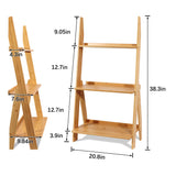 Maydear Bamboo Ladder Shelf Bookcase, 3-Tier Leaning Bookshelf Free Standing Organizer Storage Shelves for Living Room, Bedroom, Kitchen, Home Office, Balcony Maydear