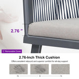 PURPLE LEAF Outdoor Dining Set for 8 All-Weather 9 Piece Patio Aluminium Dining Large Square Table and Rope Weave Chairs Included Cushions for Backyard Decor Kitchen Patio Furniture Set Grey and Navy PURPLE LEAF