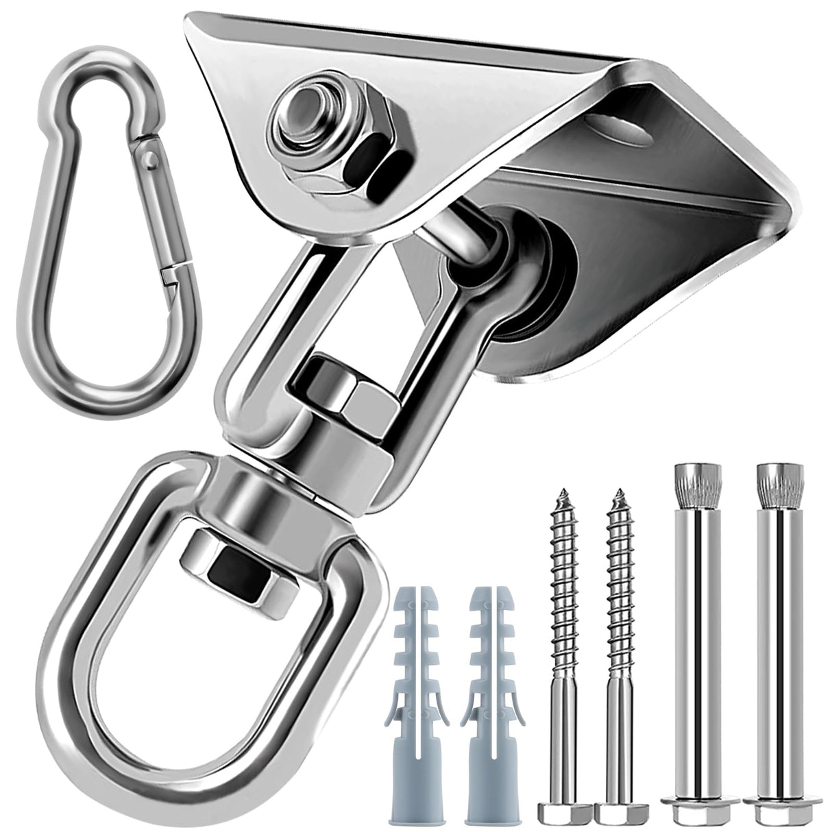 Morzejar 360 Rotating Hammock Hanging Kit - Heavy Duty Stainless Steel 1000 lb Loading Hammock Hooks for Trapeze, Yoga, Boxing Bag, Hammock Chair, Porch Morzejar