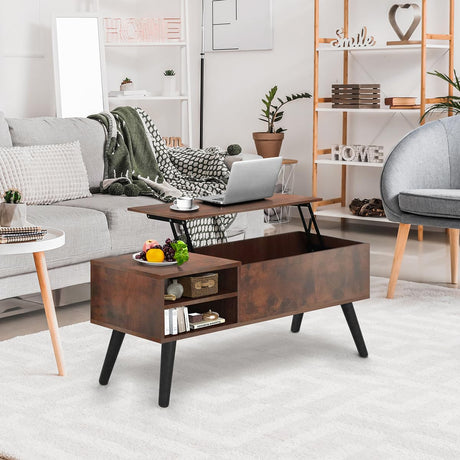 Lifetime Home Lift Top Coffee Table with Hidden Compartment - Modern Living Room Dining Table with Rising Tabletop Lifttop Desk for Apartment, Home, Condo Lifetime Home