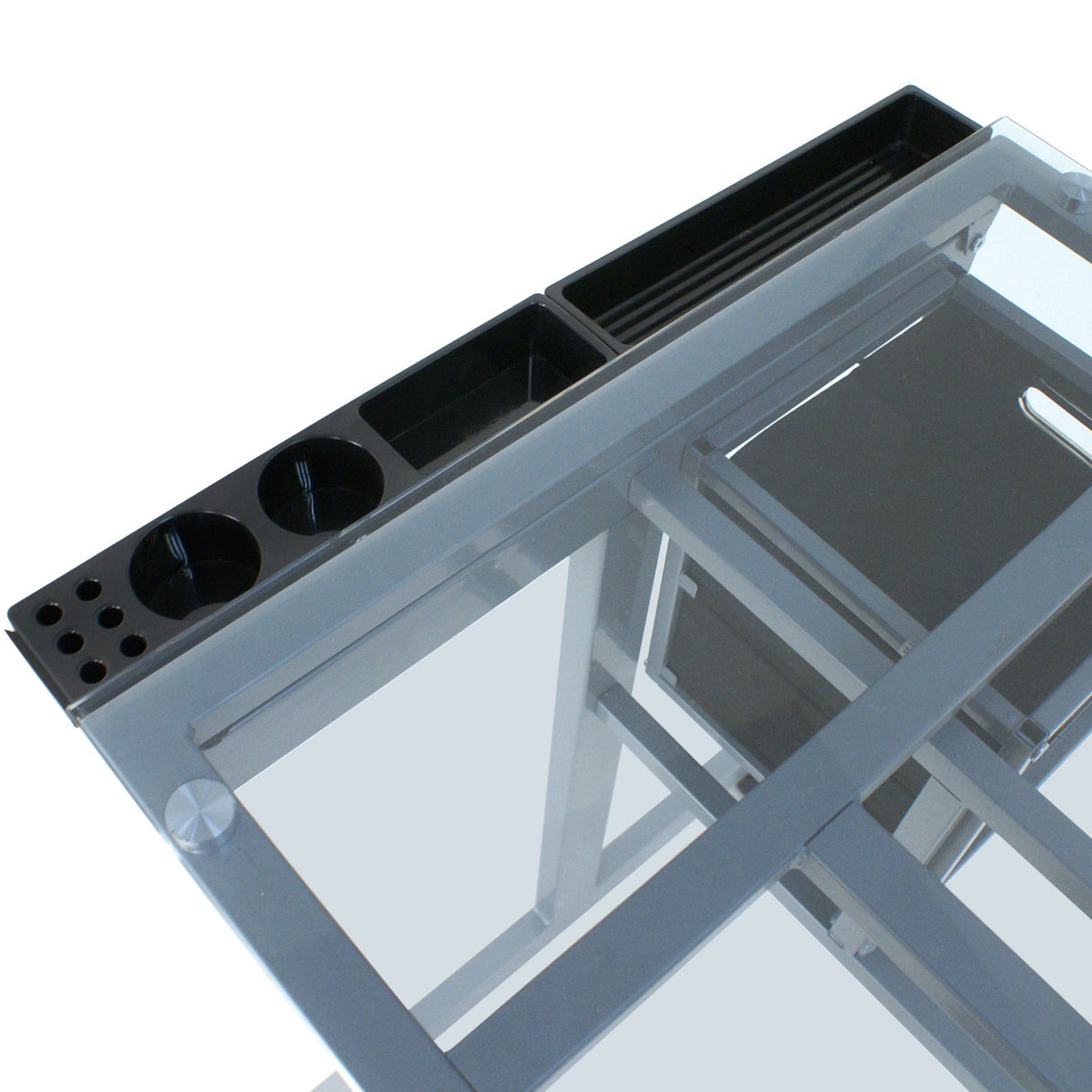 BBBuy Adjustable Drafting Table Drawing Desk Art Craft Station Drafting Desk Glass Tabletop w/2 Slide Drawers and Wheels for Drawing, Sketching, Reading, Painting Home Office BBBuy