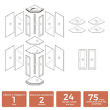 HomJoones Lighted Corner Display Curio Cabinet Wooden Curved Shelving Unit with Tempered Glass Door, Adjustable Tempered Glass Shelves, Bar and Liquor Storage Area, Display Cabinet (Cherry) HomJoones