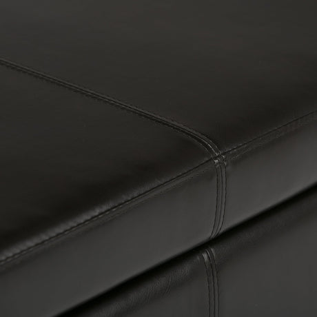 SIMPLIHOME Avalon 48 Inch Wide Contemporary Rectangle Storage Ottoman Bench in Tanners Brown Vegan Faux Leather, For the Living Room, Entryway and Family Room SIMPLIHOME