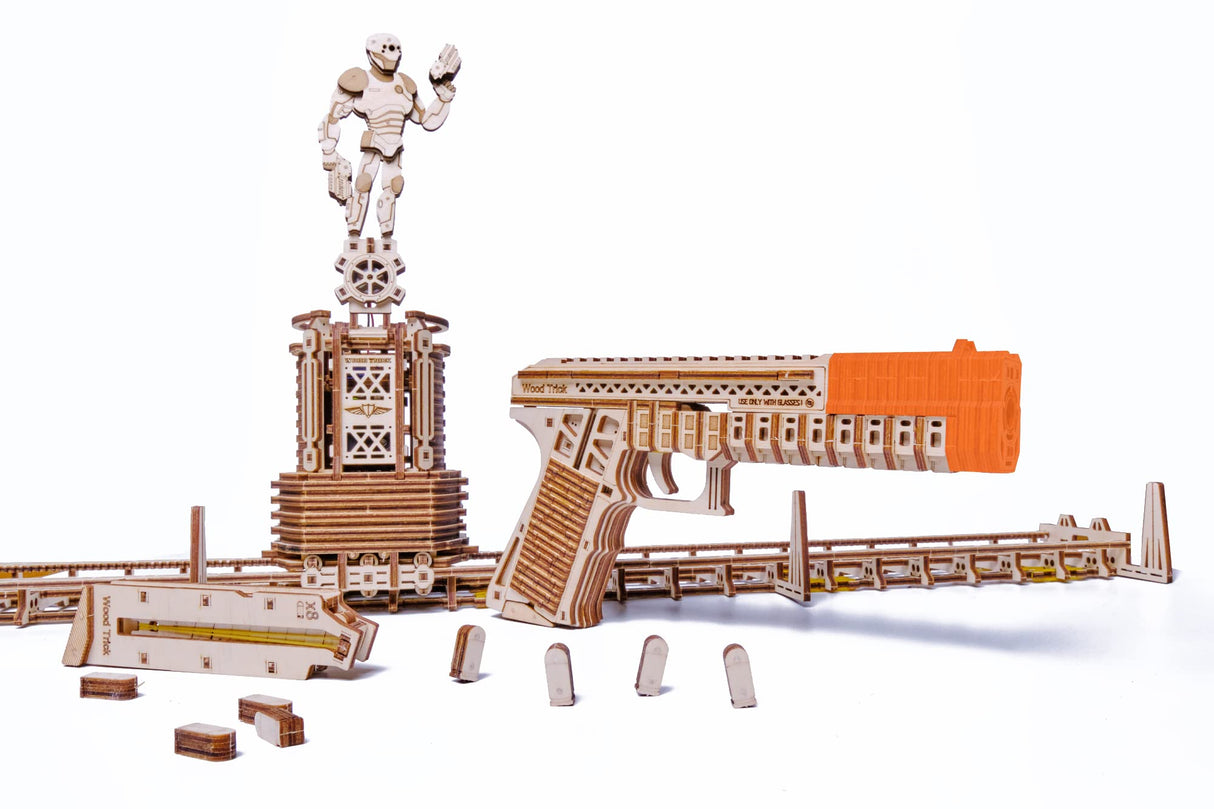 Wood Trick Electric Shooting Target Game 3D Wooden Puzzles for Adults and Kids to Build - Target Shooting Games for Kids and Adults - Wooden Model Wood Trick