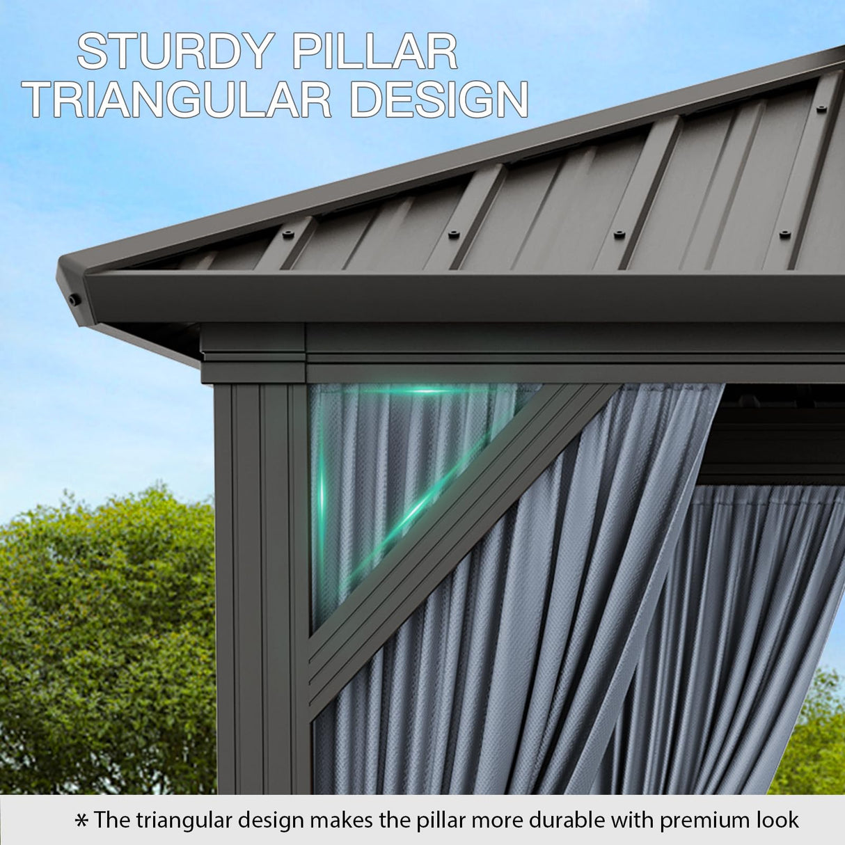 GAOMON 10x12ft Gazebo, Hardtop Double Roof Canopy with Netting and Curtains, Outdoor Gazebo Galvanized Iron Aluminum Frame Garden Tent for Patio, Backyard, Deck, Lawns (Gray) GAOMON