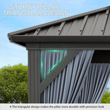 GAOMON 10x12ft Gazebo, Hardtop Double Roof Canopy with Netting and Curtains, Outdoor Gazebo Galvanized Iron Aluminum Frame Garden Tent for Patio, Backyard, Deck, Lawns (Gray) GAOMON