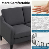 VINGLI Mid-Century Modern Grey Loveseat and Sofa Set,53" Small Love Seat+71" Sofa Couch for Living Room,Bedroom,Apartment(Grey) VINGLI