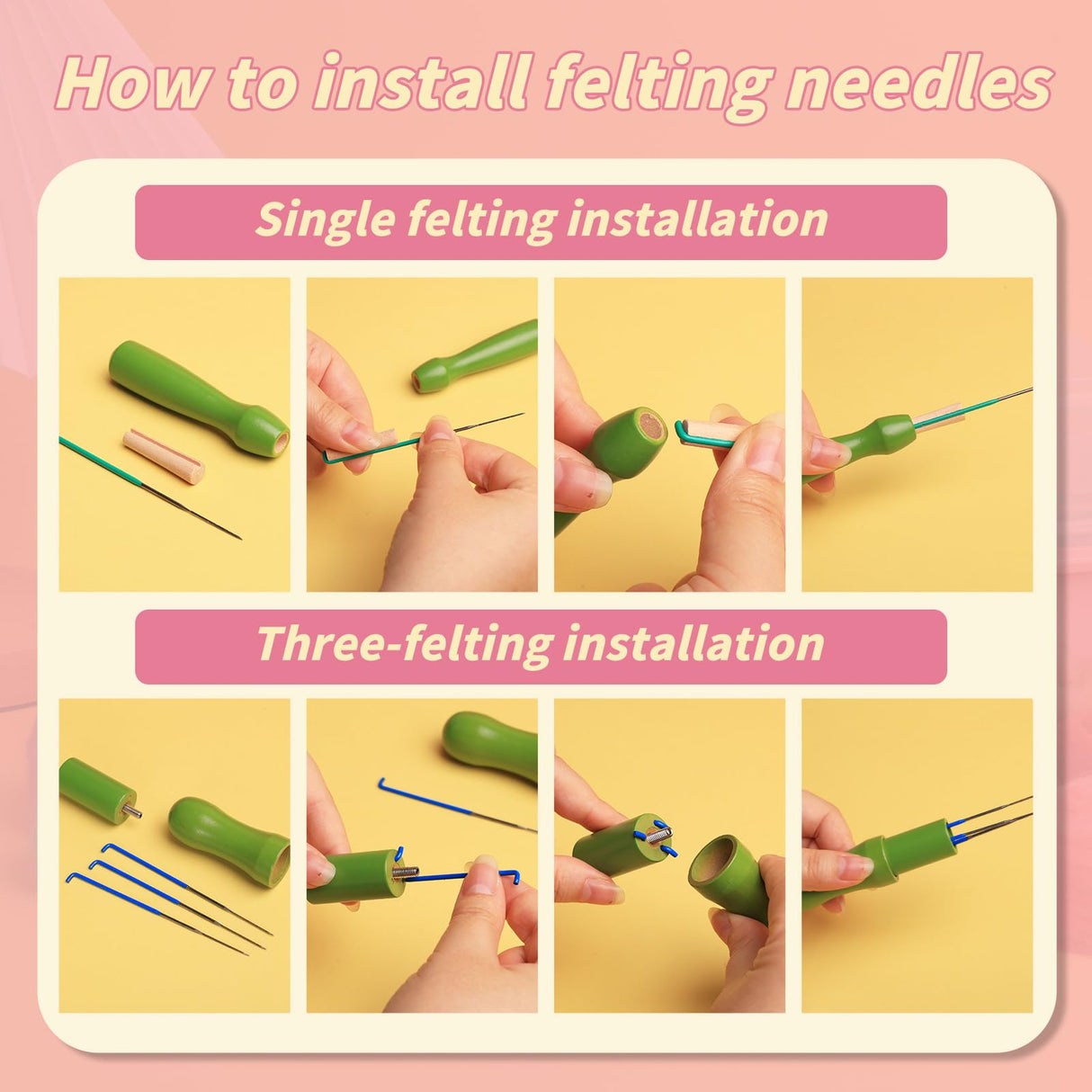 JUPEAN 221 Pcs Needle Felting Kit Needle Felting Starter Kit Needle Felting Supplies Including 43 Color Wool Roving Felting Molds Foam Mat and 4 Sizes Felting Needles for DIY Craft Project JUPEAN