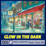 Bits and Pieces - 1000 Piece Glow in The Dark Puzzle for Adults - Candy Cane Lane, Christmas Candy, Holiday - by Artist Ruane Manning - 1000 pc Jigsaw Bits and Pieces