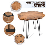 HOEGMST 27.5 Inch Live Edge Side Table, Wood Freeform Small End Table with Waterproof Surface, Rustic Accent Table Unique for Living Room, Bedroom, Home HOEGMST