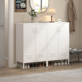 IRONFFICE Metal Storage Cabinet,2 Door Metal Locker Storage Cabinet,White Accent Locker Cabinet with Shelves,Sideboard Cabinet for Living Room,Entryway IRONFFICE