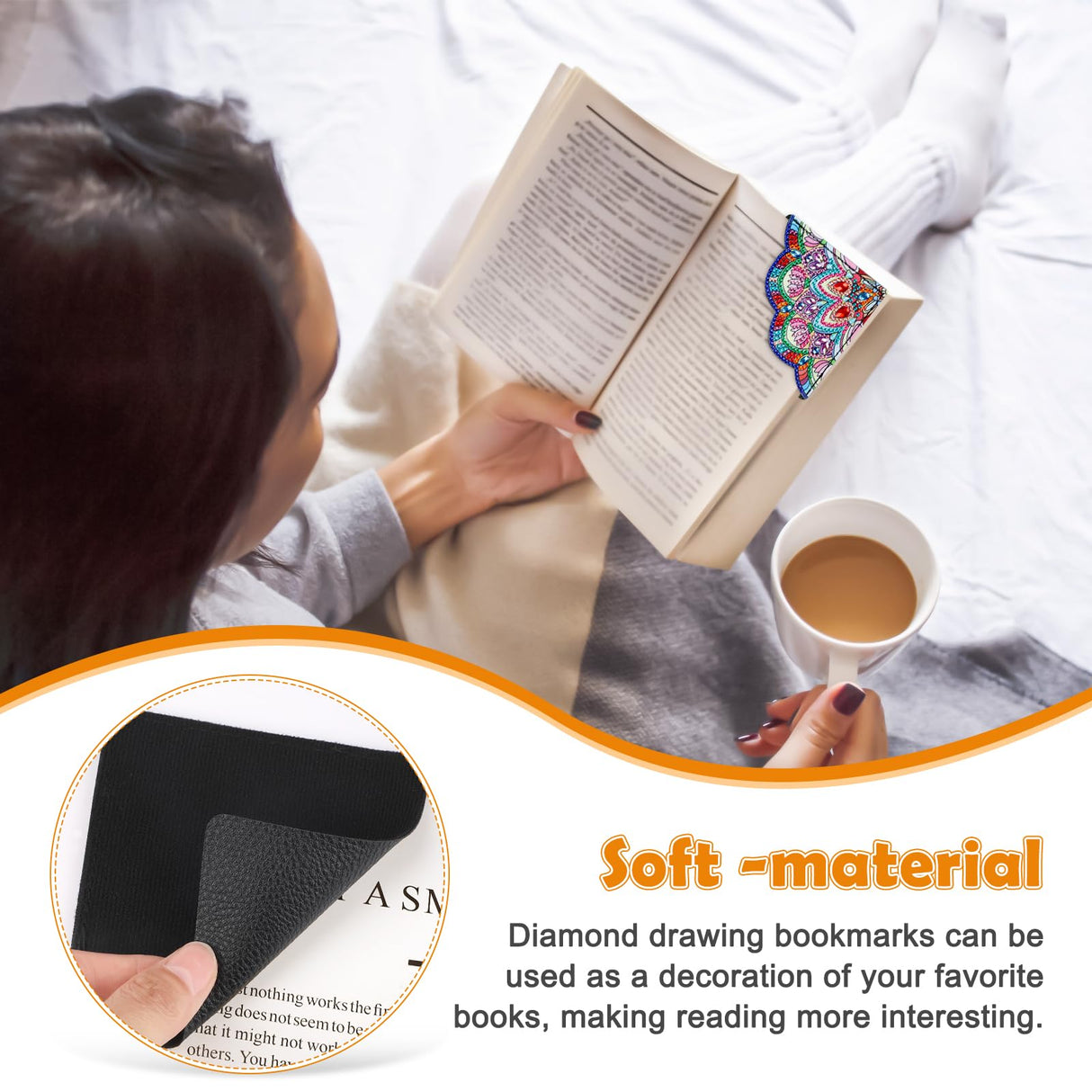 MXJSUA 6 Pcs DIY Diamond Art Painting Corner Bookmarks, Hand Corner Book Marks Gem Painting Art PU Leather Triangle Bookmarks for Home Office School Beginner Adults Reading Crafts Kit Book Lovers MXJSUA