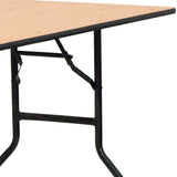 EMMA + OLIVER 6-Foot Rectangular Wood Folding Banquet Table with Clear Coated Finished Top EMMA + OLIVER