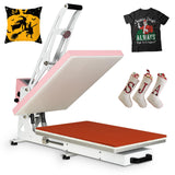 Heat Press Machine for T-Shirts: 16x24 Auto Open Semi-Automatic Sublimation Heat Press with Slide-Out Base, Clamshell Design, 110V, 2000W, for Ceramics, Bags, Cushion and More (Pink) WUMSTOT