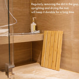 GOBAM Natural Bamboo Bath Mat - Non-Slip Shower & Bathtub Mat, Easy Clean Indoor & Outdoor Floor Mat for Spa, Sauna, Pool - Small 19.7 x 13 inches GOBAM
