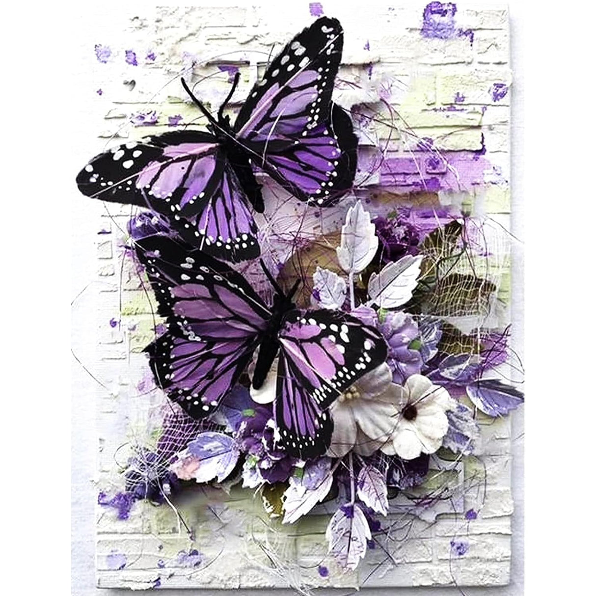 DOTZSO Butterfly Diaomnd Painting Kits for Adults DIY 5D Round Full Drill Butterfly Flowers Diamond Art Adult Diamond Painting Very Suitable for Home Leisure and Wall Decoration 11.8x15.7 (Inches) DOTZSO