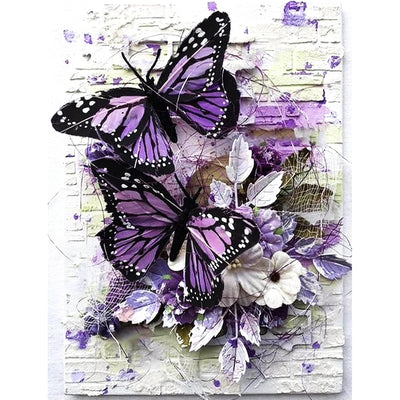 DOTZSO Butterfly Diaomnd Painting Kits for Adults DIY 5D Round Full Drill Butterfly Flowers Diamond Art Adult Diamond Painting Very Suitable for Home Leisure and Wall Decoration 11.8x15.7 (Inches)