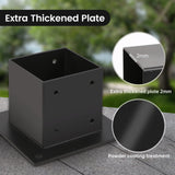 Grehitk 4×4 Post Base 4 Pcs,Deck Post Brackets,Inner Size 3.5"x3.5" Thick Steel Fence Post Anchor Base,Black Powder Coated Heavy Fence Post,for Supports Porch Railing Post Holders Pergola Brackets Grehitk