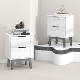 TaoHFE Modern White Nightstand Set 2 with Drawer Mid Century 22 Inch Bed Side Table Bedroom White Night Stand Set of 2 Bedside Table Set 2 White 2 Drawer Nightstand Table for Bed Room(2, White) TaoHFE