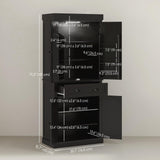 HOMCOM 71" Kitchen Pantry Cabinet with LED Motion Sensor Light, Tall Storage Cabinet with 6 Door Shelves, Drawer & Adjustable Shelves, for Living & Dining Room, Black HOMCOM