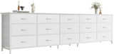Huuger 78.7 inch Long Dresser for Bedroom, 15 Drawer Fabric Dresser for Closet, Large TV Stand for 65, 75, 85 inch TV, Wide Chest of Drawer with Storage, 78.7" W x 12.9" D x 26.7" H, White Huuger