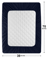 Utopia Bedding Waterproof Mattress Protector, Twin Mattress Pad, Quilted Fitted Cover Stretches up to 16 Inches Deep (Navy) Utopia Bedding