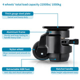 Skelang 4 Pcs Leveling Machine Caster, Retractable Plate Caster with Ratchet Handle, Adjustable Caster Wheel for Heavy Duty Workbench, Machine Skelang