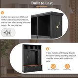 Merax 59" Farmhouse Hall Tree with Golden Hooks & Walnut Bench, Entryway Organizer with Adjustable Shelves, Shoe Storage, Anti-Tip for Mudroom, Living Room, Black Merax