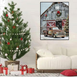 Christmas Stamped Cross Stitch Kits - Red Truck Counted Cross Stitch Kits for Beginners Adults Needlepoint Cross-Stitch Patterns Dimensions Needlecrafts Embroidery Kits Arts and Crafts WUSARPLY