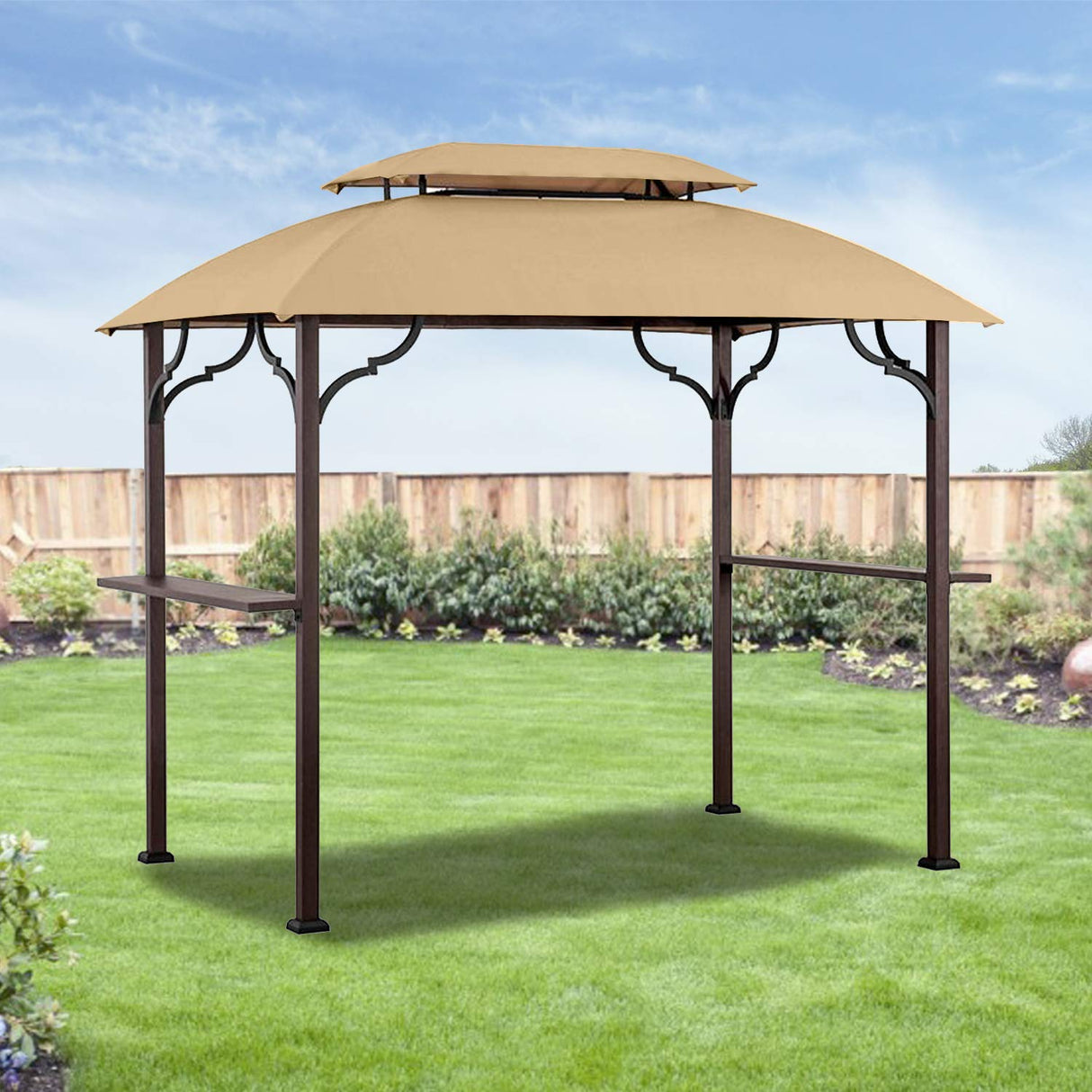 Garden Winds Replacement Canopy Top Cover for Greenvail Paxton Grill Gazebo - Riplock 350 - New Improved Design for Water Drainage Garden Winds