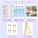 VIGEGU 4 Pack Paint by Numbers Kit for Adults with Frame,Paint by Number with Wooden Easel DIY Flower Adult Paint by Number Kits for Home Decor12x16-13.8x13.8 inch VIGEGU