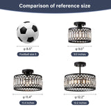 Pevfah Crystal Black Ceiling Light, Modern Semi Flush Mount Ceiling Lighting Fixture, Round Hallway Lighting Fixtures Ceiling for Kitchen Entryway Bedroom Laundry Room, 1-Light, 9 Inch Pevfah