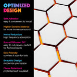 Sonic Acoustics Self-Adhesive 12 Pack Hexagon Acoustic Panels, 14" X 12" X 0.4" High Density Sound Absorbing Panels Sound Proof Insulation Beveled Edge Studio Treatment Tiles-White Sonic Acoustics