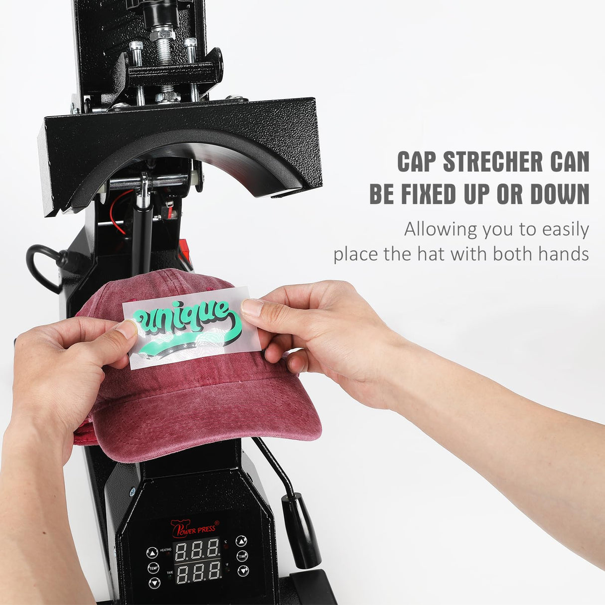 PowerPress Hat Heat Press Machine for Caps with 2pcs Interchangeable Platens -Black PowerPress