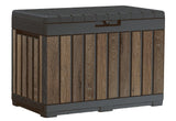 Keter Signature Everwood 50 Gallon Resin Deck Box-Organization and Storage for Patio Cushions, Throw Pillows and Garden Tools, Walnut Keter